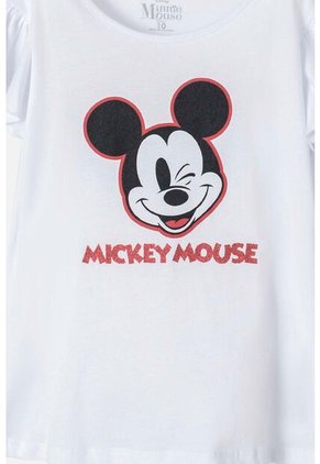 Camiseta De Mickey Mouse Manga Corta Blanca Para Niña 4