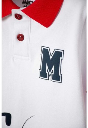 Camiseta Tipo Polo De Mickey Mouse Blanco Para Niño 2T A 6T 5T
