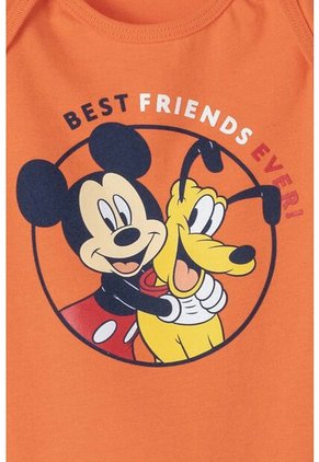 Body De Mickey Mouse Naranja Manga Corta Para Bebé Niño 3-6