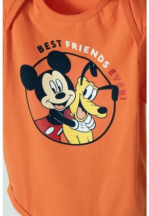 Body De Mickey Mouse Naranja Manga Corta Para Bebé Niño 3-6