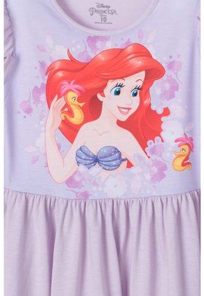 Vestido De La Sirenita Manga Corta Lila Para Niña 6