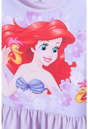 Vestido De La Sirenita Manga Corta Lila Para Niña 6