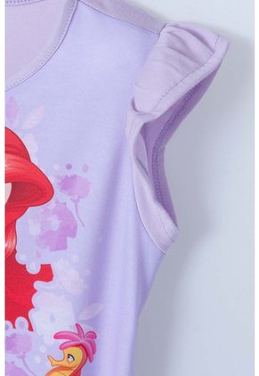 Vestido De La Sirenita Manga Corta Lila Para Niña 6