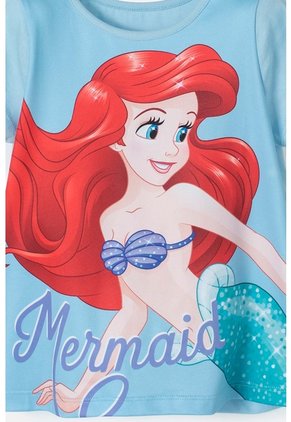 Camiseta De La Sirenita Manga Corta Azul Para Niña 2T A 5T 5T