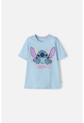 Camiseta De Stich Azul Con Brillo Para Niña 12