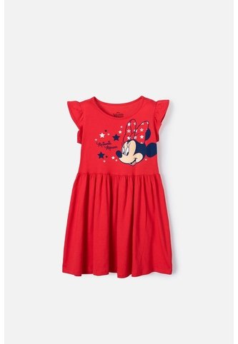 Vestido De Minnie Mouse Manga Sisa Rojo Para Niña 8 Disney