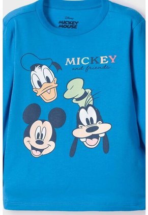 Pijama De Mickey Mouse Azul Manga Larga Para Niño 2T A 5T 3T