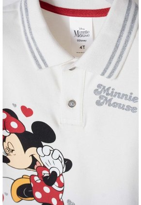 Camiseta Tipo Polo De Minnie Mouse Marfil Para Niña 2T A 5T 5T