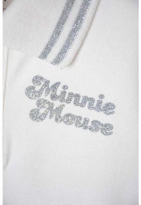 Camiseta Tipo Polo De Minnie Mouse Marfil Para Niña 2T A 5T 5T