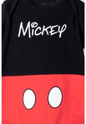 Body De Mickey Mouse Manga Corta Rojo Con Negro Para Bebé Niño 9-12
