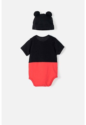 Body De Mickey Mouse Manga Corta Rojo Con Negro Para Bebé Niño 9-12