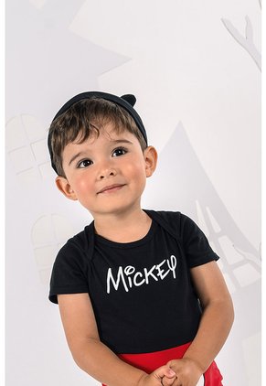 Body De Mickey Mouse Manga Corta Rojo Con Negro Para Bebé Niño 9-12