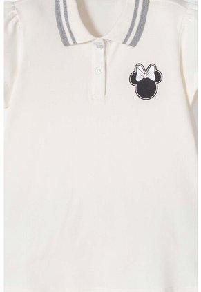 Camiseta Tipo Polo Minnie Mouse Marfil Para Niña 8