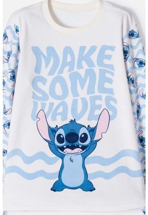 Pijama De Stitch Con Pantalón Marfil Para Niña 10