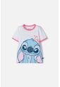 Camiseta De Stitch Blanca Estampada En Frente Para Niña 8 de Disney