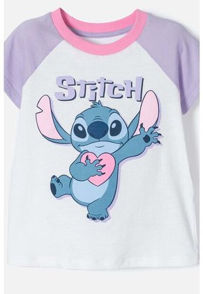 Pijama De Stitch Multicolor De Manga Corta Para Niña 2T A 5T 4T