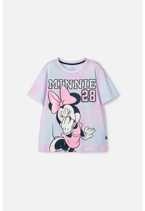 Camiseta De Minnie Mouse Multicolor Estampada En Frente Para Niña 4
