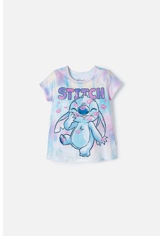 Camiseta De Stitch Multicolor Manga Corta Para Niña 2T A 5T 4T Disney