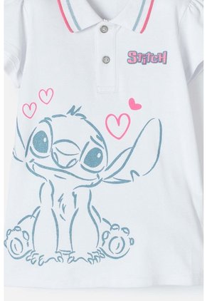 Camiseta Tipo Polo De Stitch Blanca Tipo Polo Para Niña 8