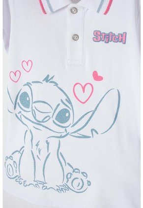 Camiseta Tipo Polo De Stitch Blanca Tipo Polo Para Niña 8