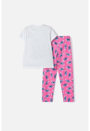 Pijama De Stitch Blanca De Pantalón Largo Para Niña 8