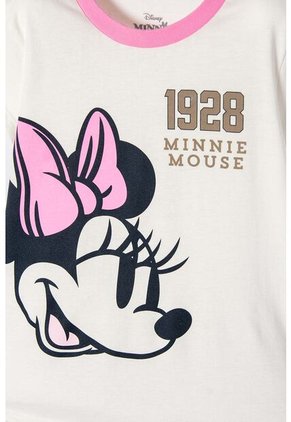 Pijama De Minnie Mouse Marfil Y Azul De Pantalón Largo Para Niña 10