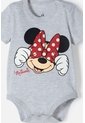 Body De Minnie Mouse Gris Jaspe Manga Corta Para Niña 3-6 de Disney