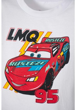 Camiseta De Cars Manga Corta Blanca Para Niño 2T A 5T 5T