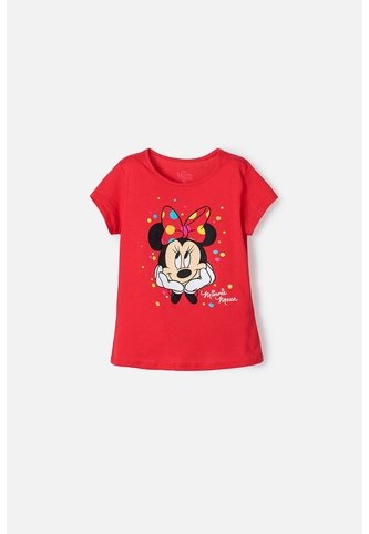 Camiseta Minnie Mouse Manga Corta Roja Para Niña 12 Disney