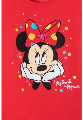 Camiseta Minnie Mouse Manga Corta Roja Para Niña 12