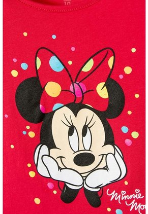 Camiseta Minnie Mouse Manga Corta Roja Para Niña 12