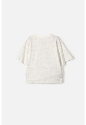 Camiseta De Stitch Manga Corta Marfil Para Niña 12