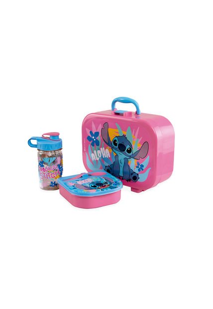 Set Lonchera Stitch Rosa Para Niña Disney