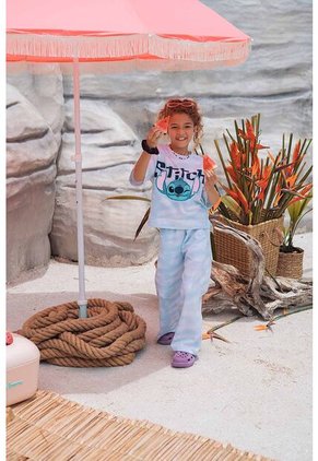 Conjunto De Stitch Azul Con Pantalón Largo Para Niña 6