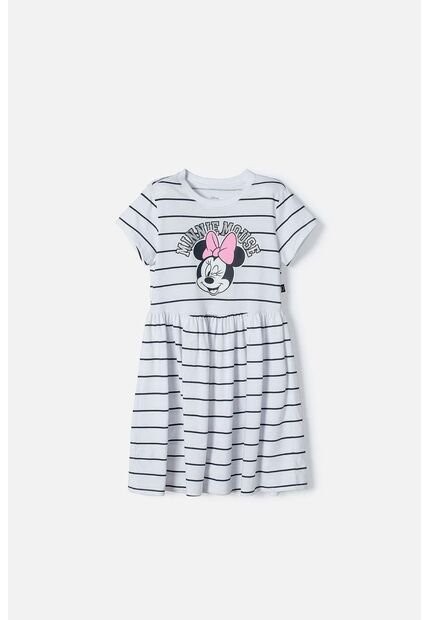 Vestido De Minnie Mouse Blanco Estampado En Frente Para Niña 8