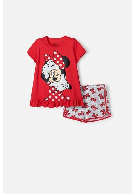 Pijama De Minnie Mouse Manga Corta Multicolor Para Niña 8