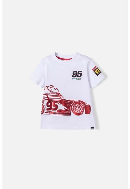 Camiseta De Cars Manga Corta Blanca Para Niño 2T A 5T 4T