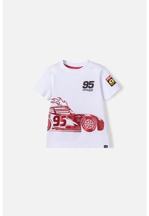 Camiseta De Cars Manga Corta Blanca Para Niño 2T A 5T 4T