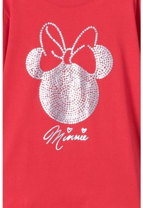 Camiseta De Minnie Mouse Manga Corta Roja Para Niña 10