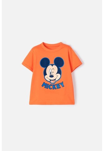 Camiseta De Mickey Mouse Manga Corta Naranja Para Niño 2T Disney