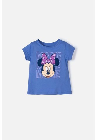 Camiseta De Minnie Mouse Azul Manga Corta Para Niña 2T A 5T 5T Disney