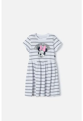 Vestido De Minnie Mouse Blanco Estampado En Frente Para Niña 12