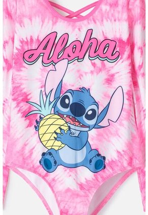 Vestido De Baño De Stitch Fucsia Manga Larga Para Niña 6