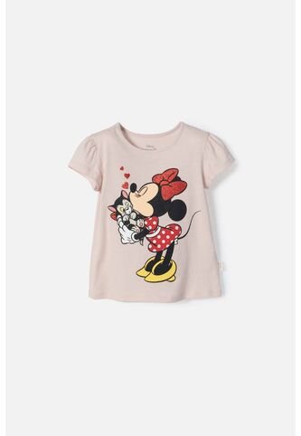 Camiseta De Minnie Mouse Manga Corta Rosado Para Niña 2T A 5T 4T Disney