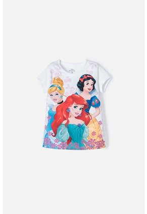 Camiseta De Princesas Manga Corta Blanca Para Niña 8