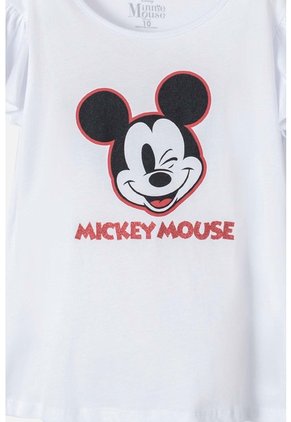 Camiseta De Mickey Mouse Manga Corta Blanca Para Niña 8