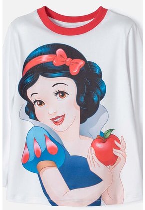 Pijama De Blancanieves Blanca Y Azul De Camiseta Manga Larga Para Niña 2T A 5T 3T