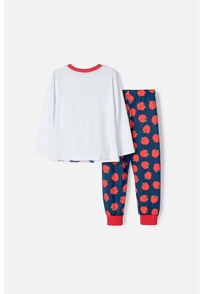 Pijama De Blancanieves Blanca Y Azul De Camiseta Manga Larga Para Niña 2T A 5T 3T