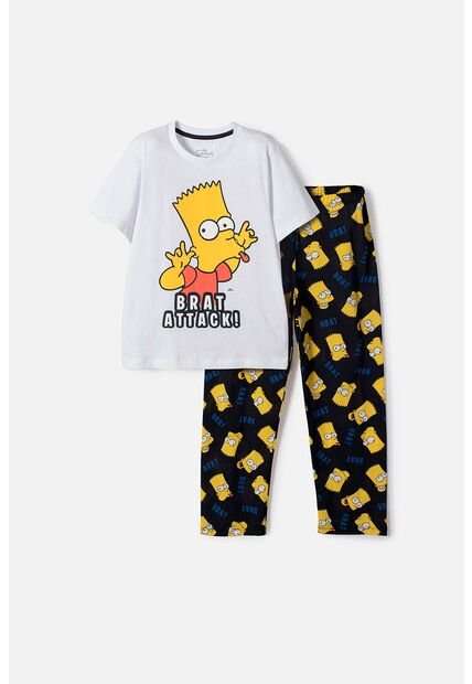 Pijama  De Los Simpson Con Pantalón Largo Blanco, Azul Y Amarillo Para Niño 8