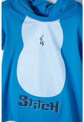 Camiseta De Stitch Con Capucha Azul Para Niña 2T A 5T 4T